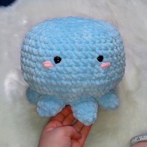 🆕 Handmade Crochet Baby Blue Octopus 🐙